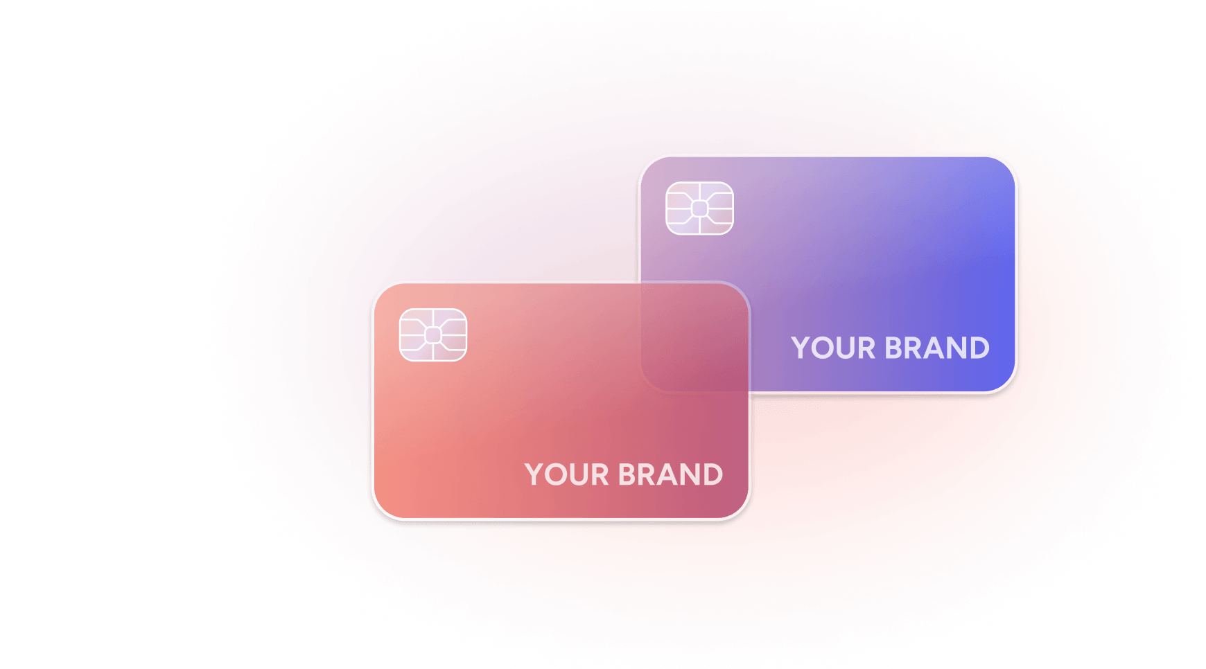 Customized Visa cards with 'Your Brand' label, showcasing personalized design options for businesses
